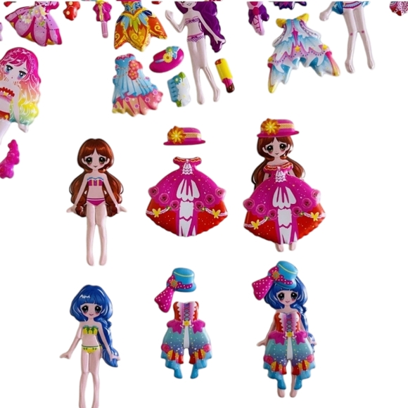 2 Packs 3D Cartoon Dress-Up Girl Puffy Stickers Adorable PVC Bubbles for Kids - Picture 4 of 15